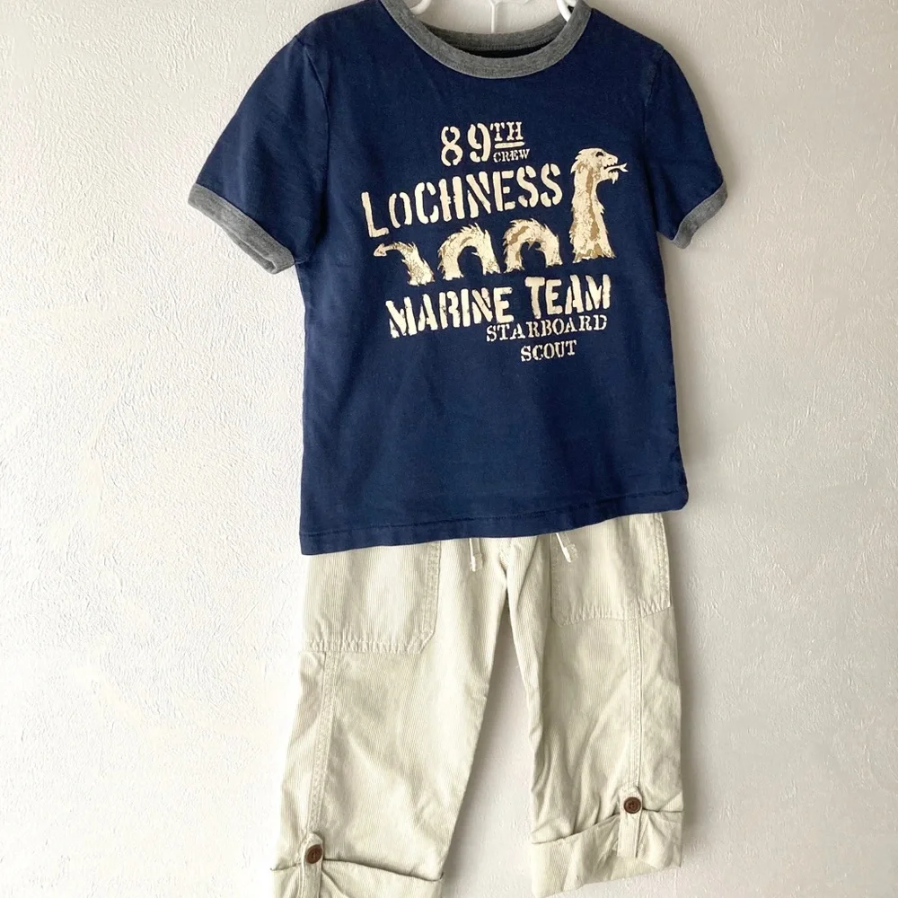 Baby Gap Lochness Tee Shirt and Roll Tab Pants 4